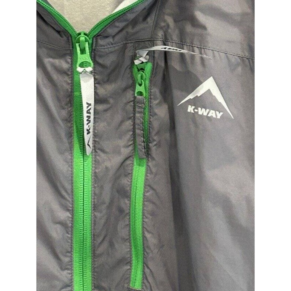 K-Way Acurx'14 Thin Shell Nylon Windbreaker Jacket Packable Lined Tech Gray 1X - Picture 2 of 15